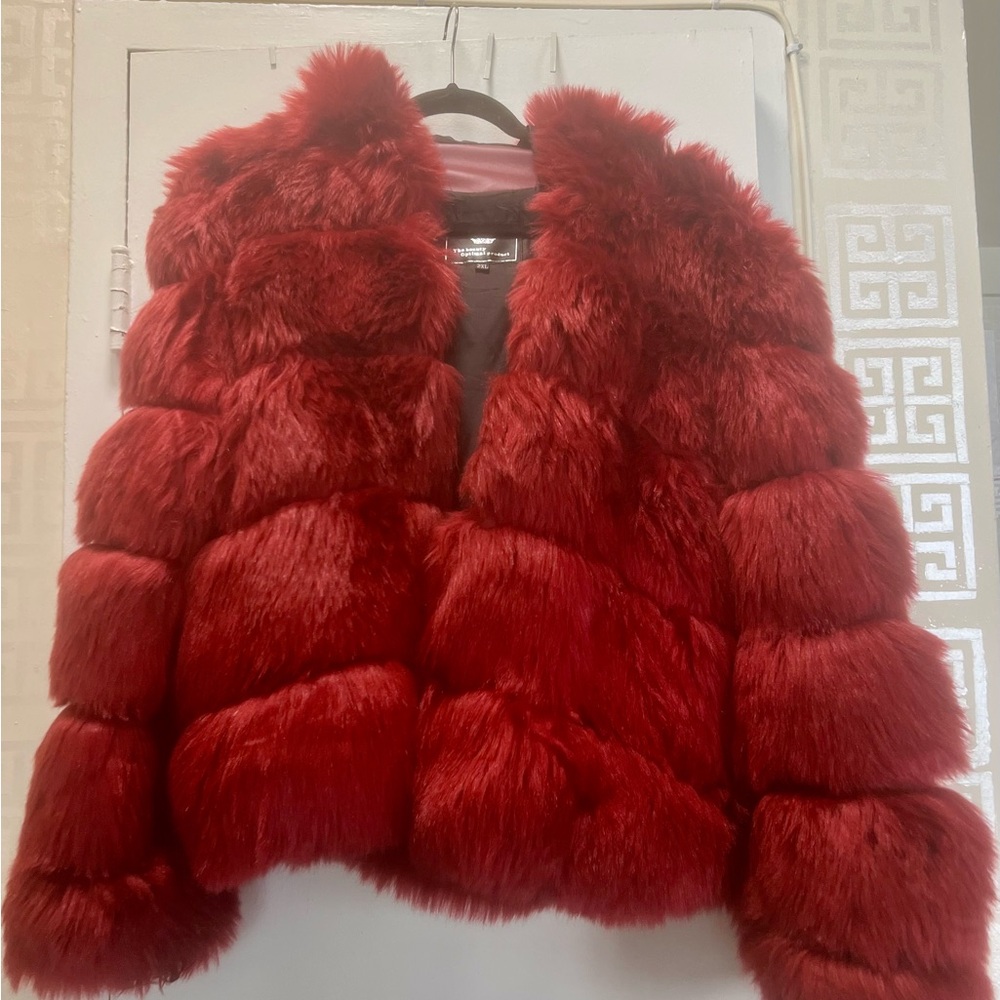 Red Teddy Jacket with Plush Faux Fur
Runs small, I wore it oversized!